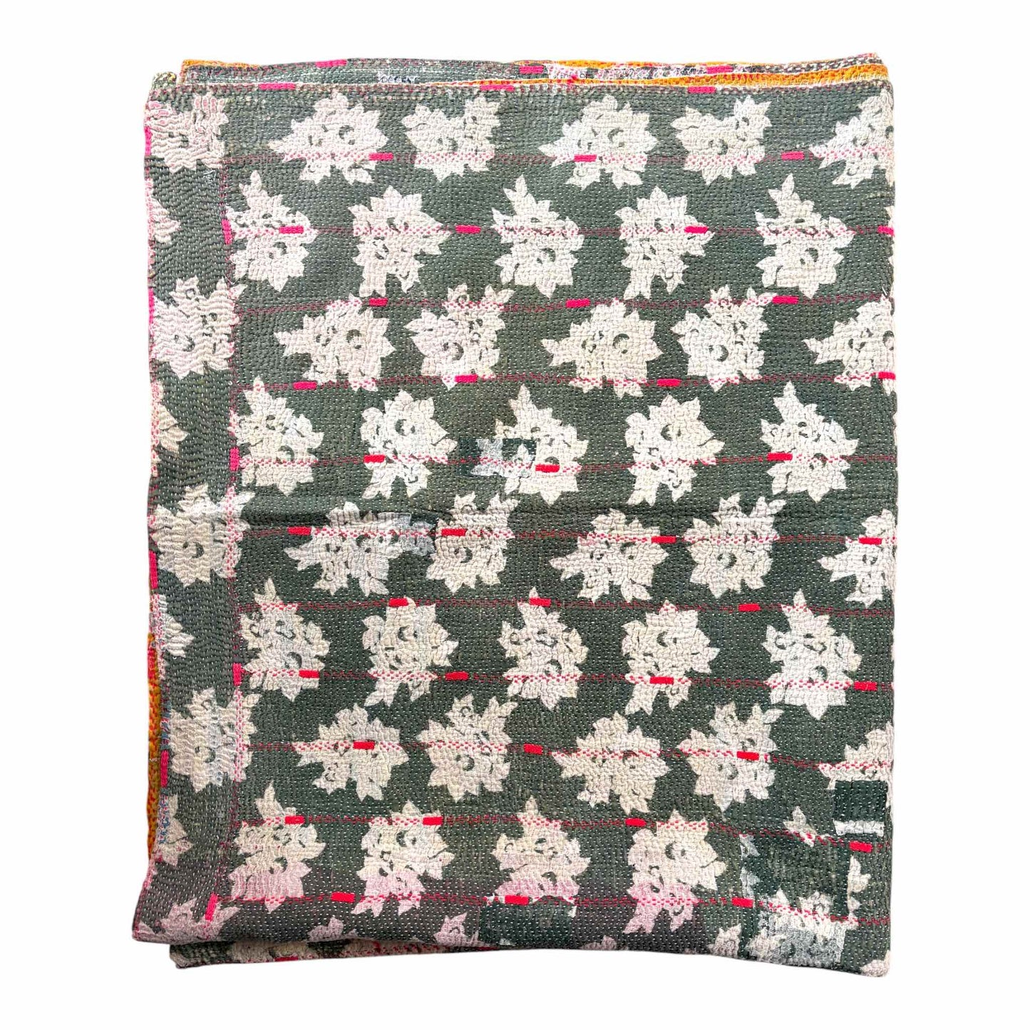 green flower kantha