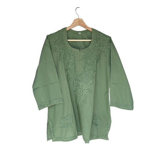 Green cotton kurta