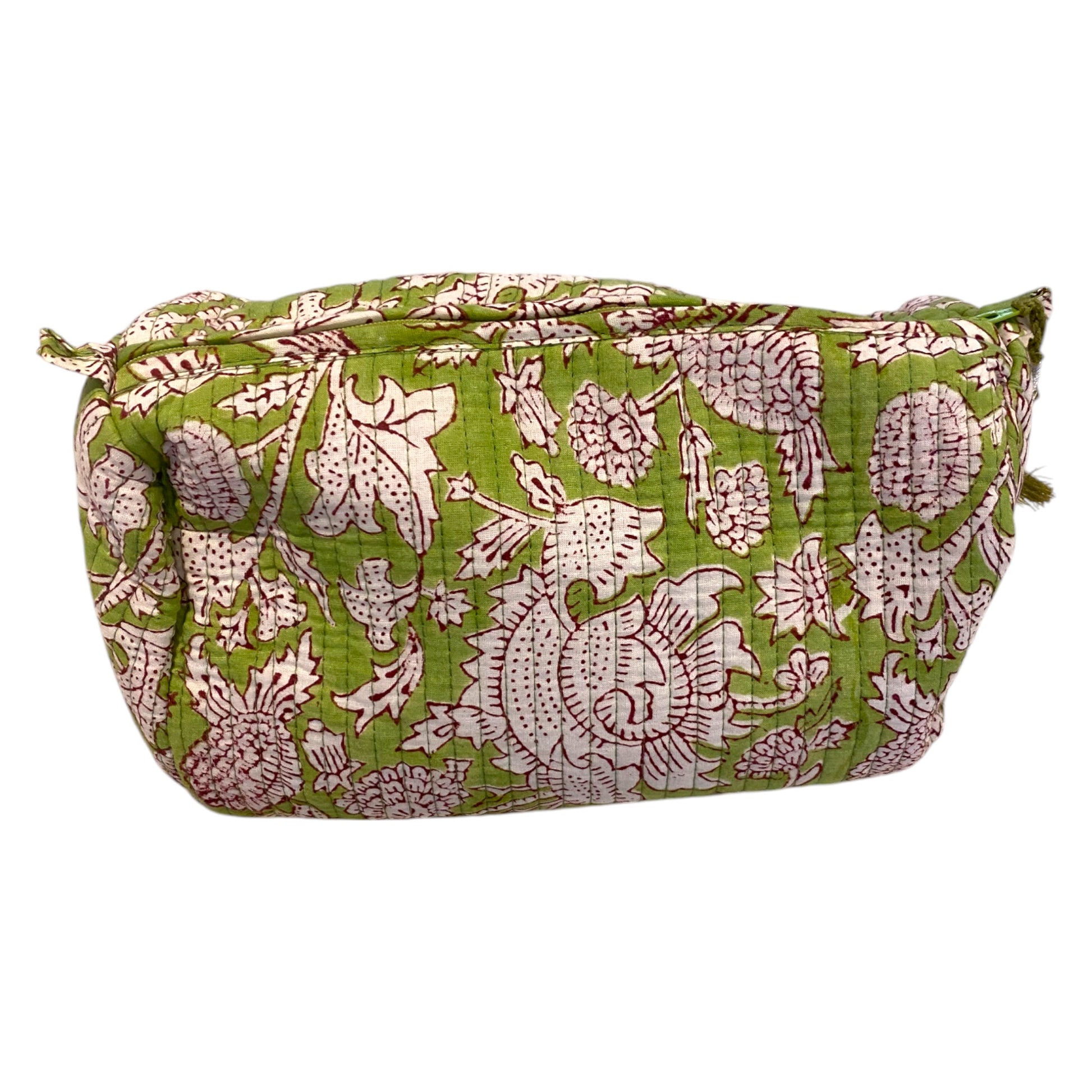 Block print green wash bag