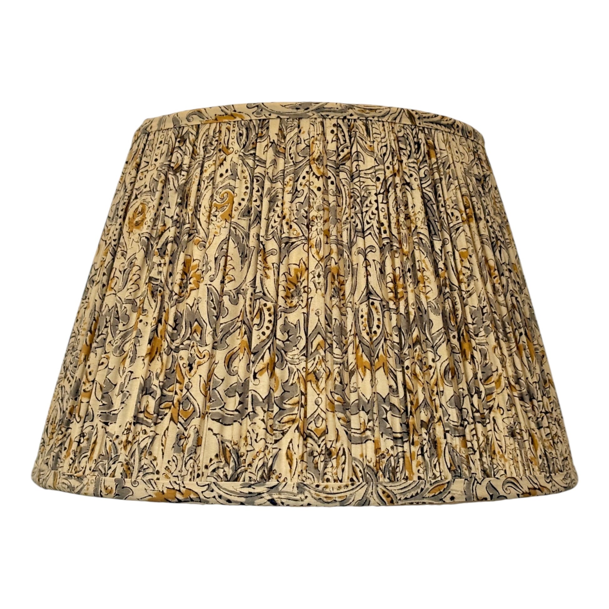 Grey and ochre cotton lampshade