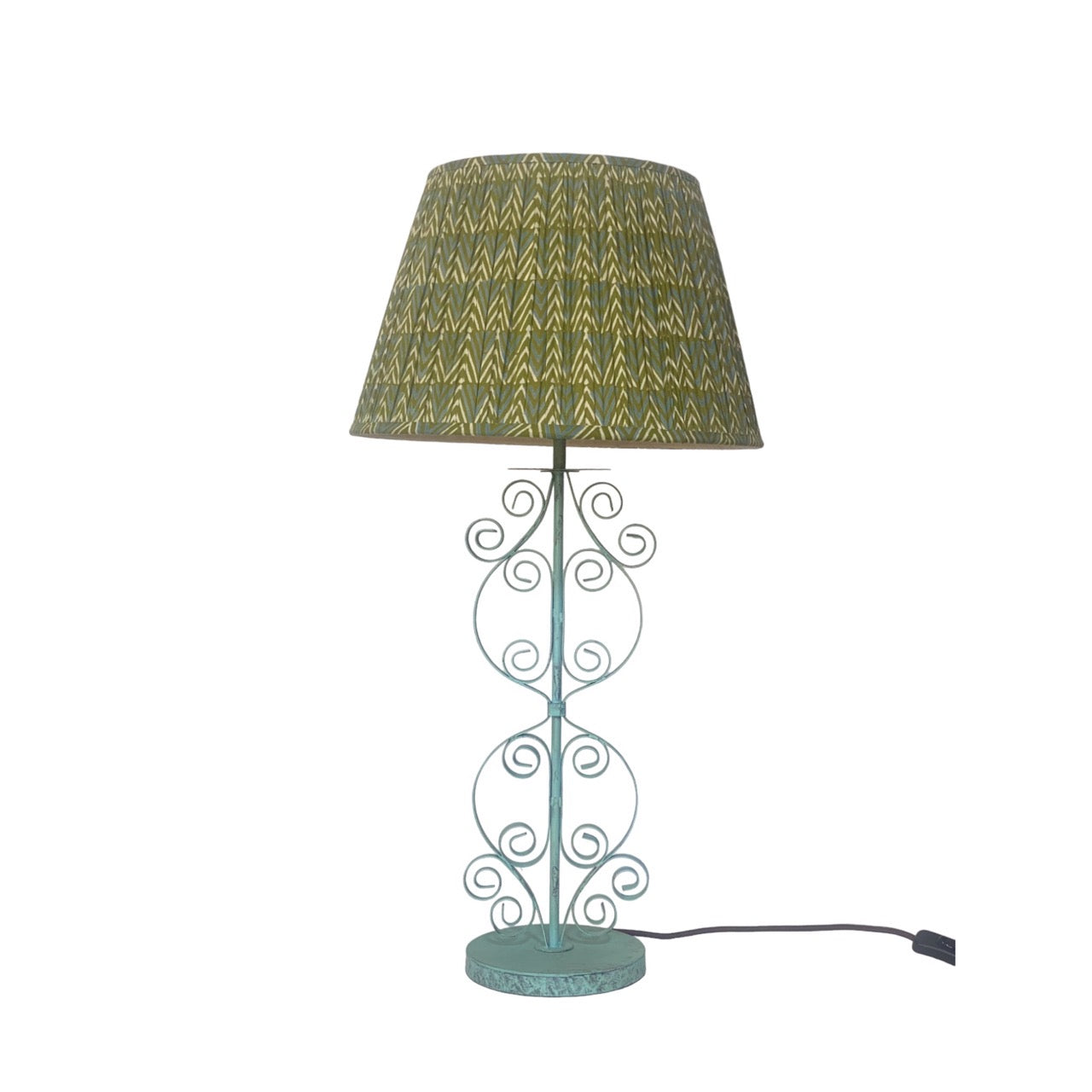 Manali table lamp with Green chevron lampshade