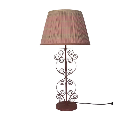 Rusty Red Manali table lamp with Pink Assam lampshade