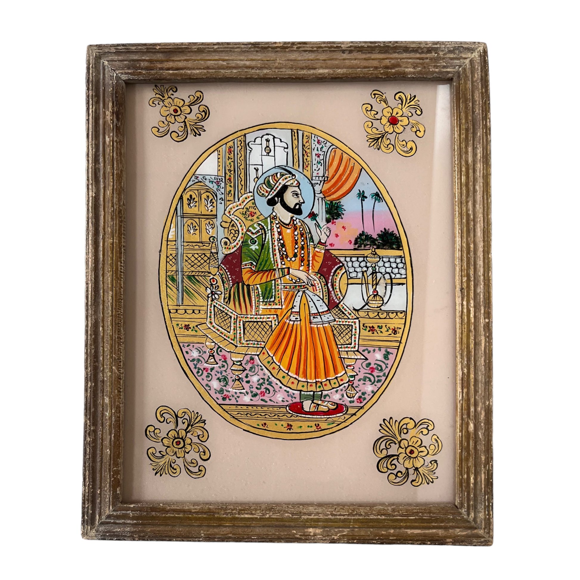 Indian figures medium glass painting