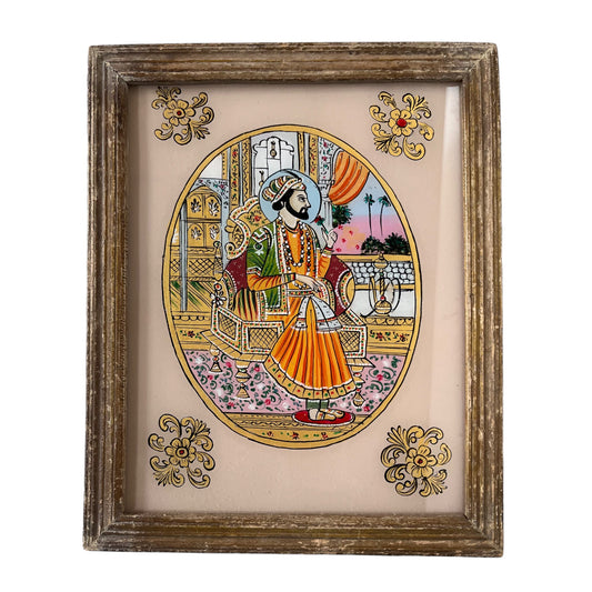 Indian figures medium glass painting