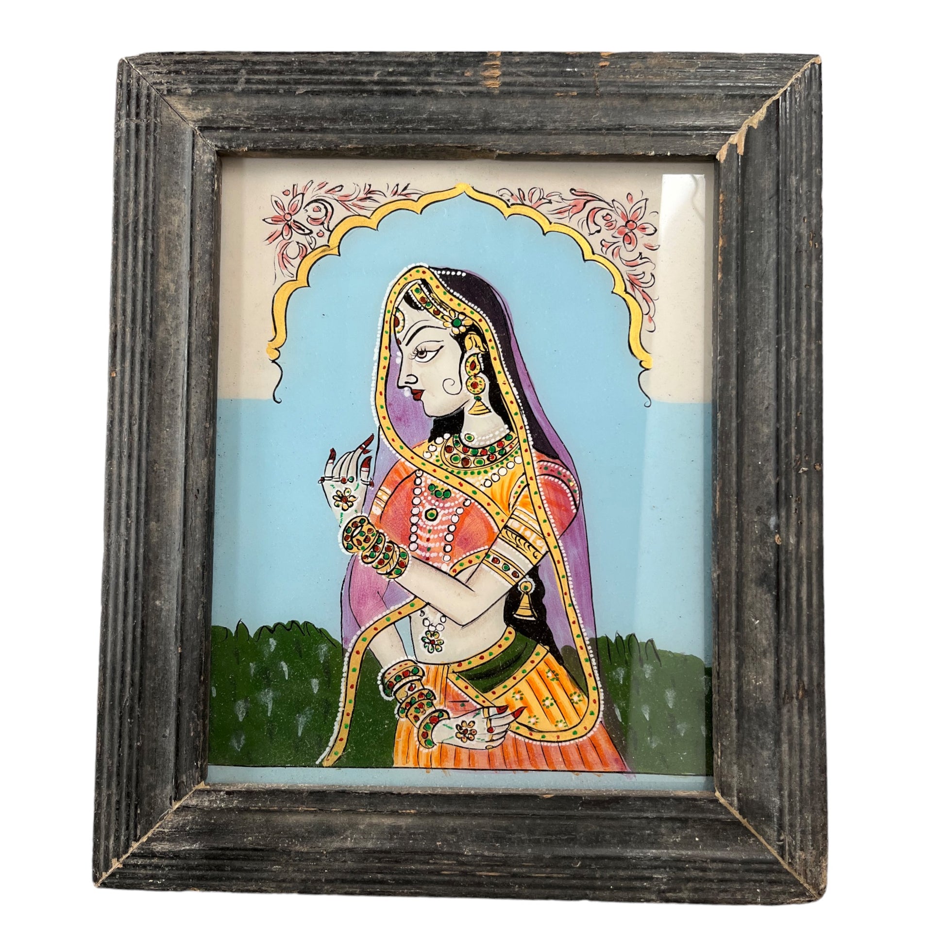 Medium indian figures glass painting