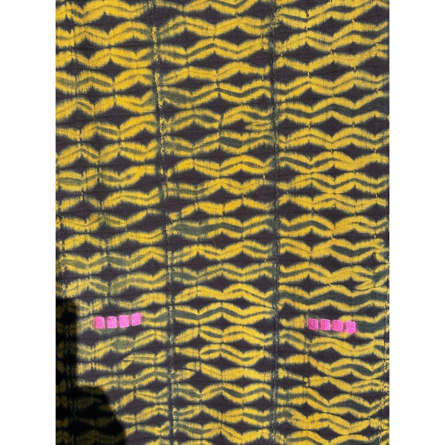 close up yellow indigo mud cloth