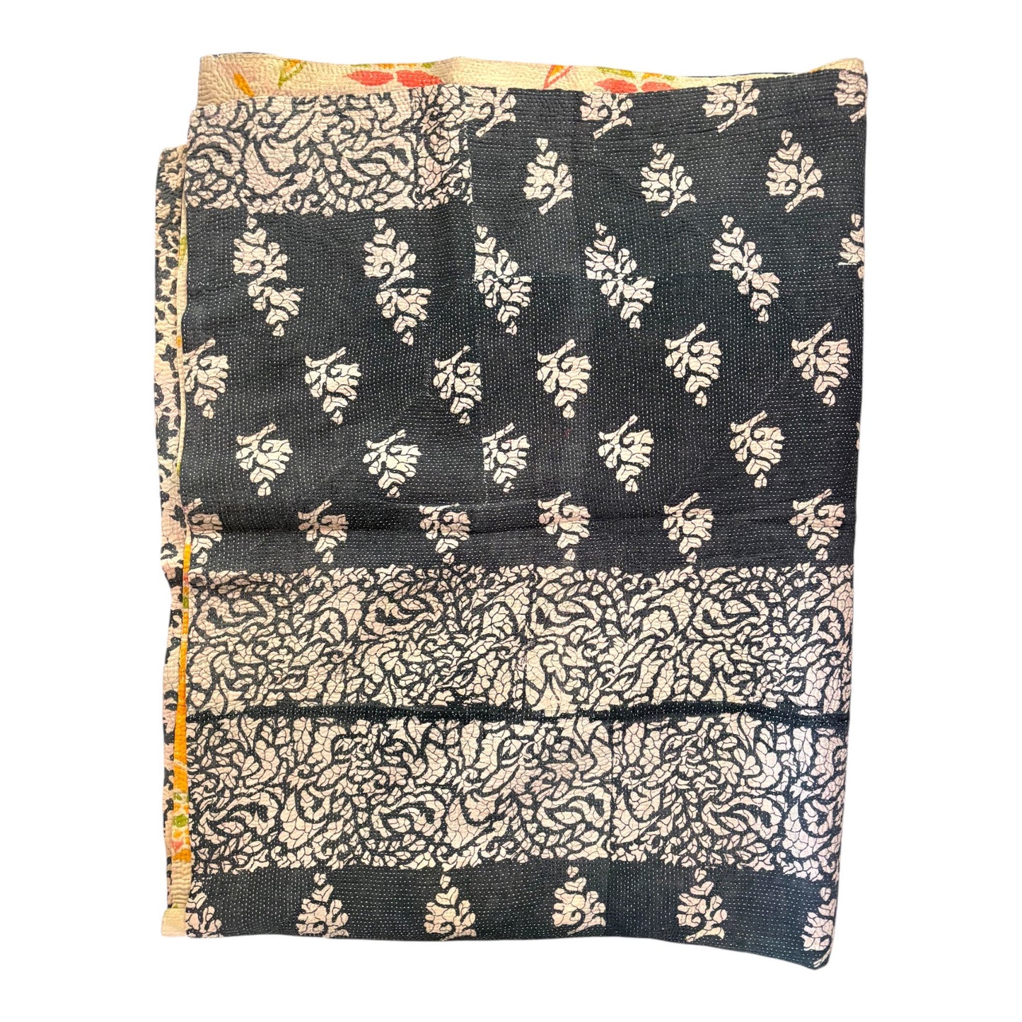 ink blue vintage kantha quilt