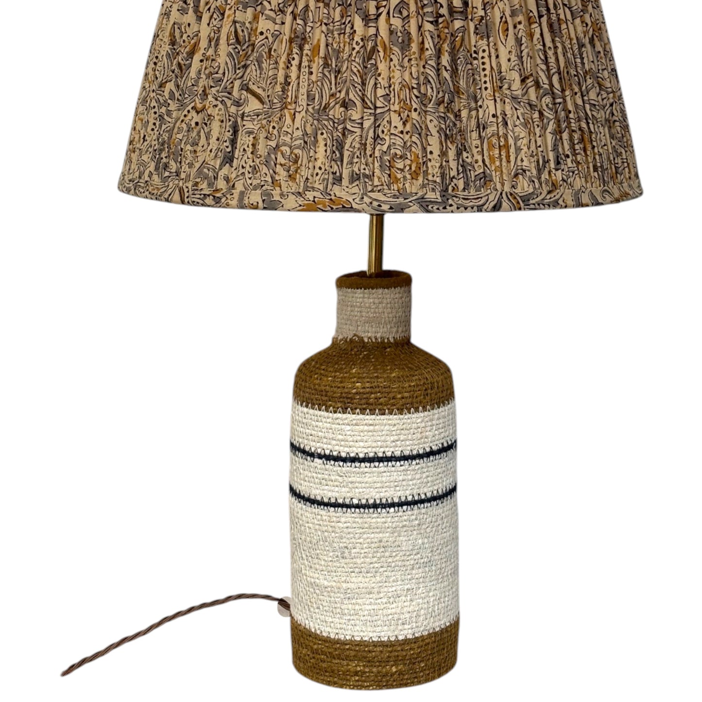 Table lamp made from jute bottle
