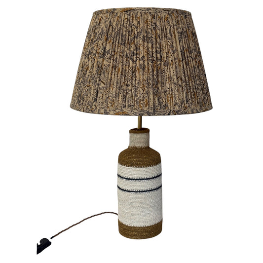 Jute bottle table lamp with kalamkari cotton lampshade