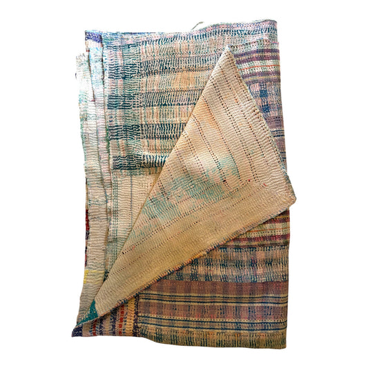 Blues patchwork kantha quilt