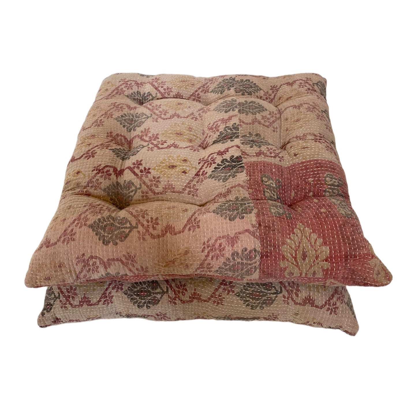 Kantha seat pad dusty pink