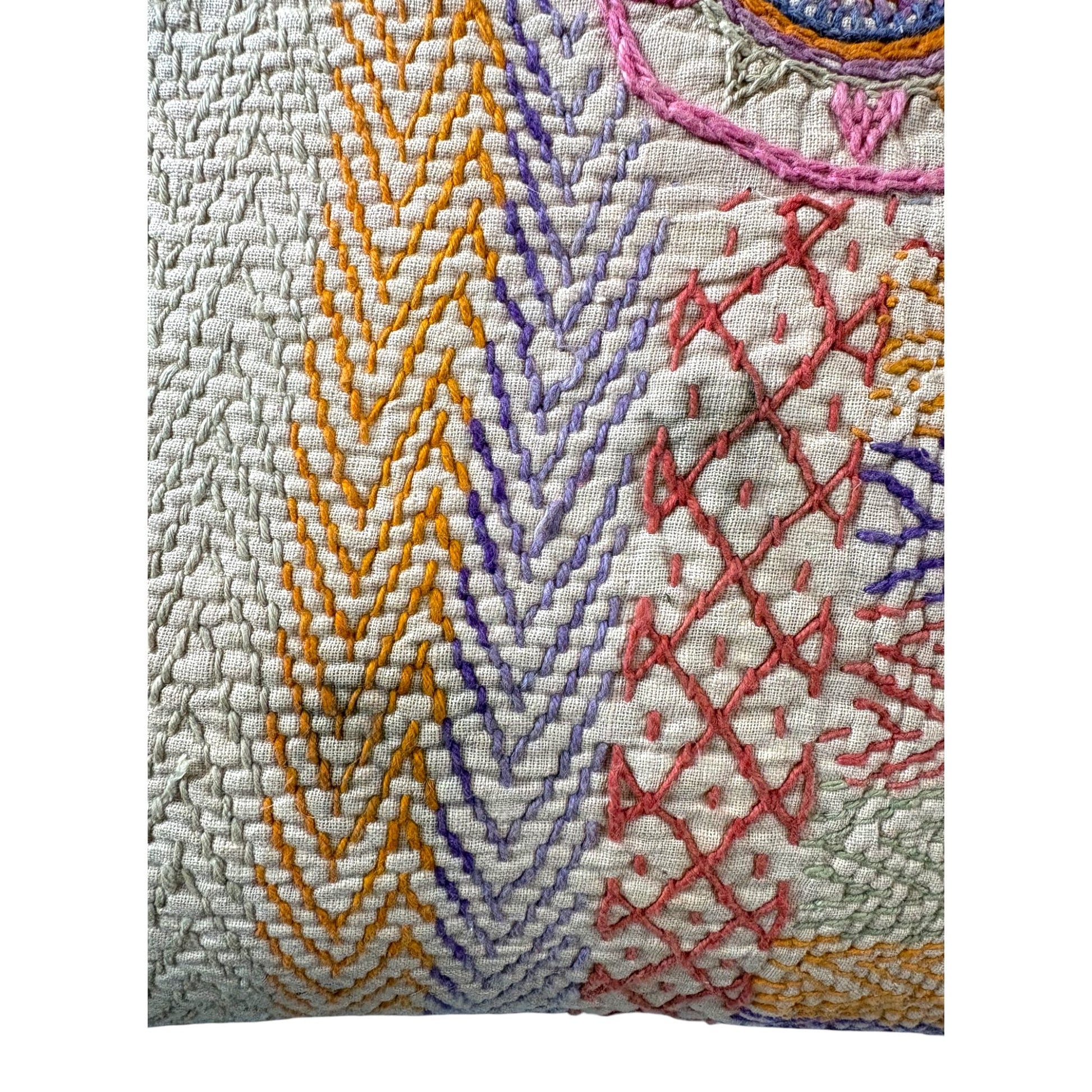 close up of marking on cushion