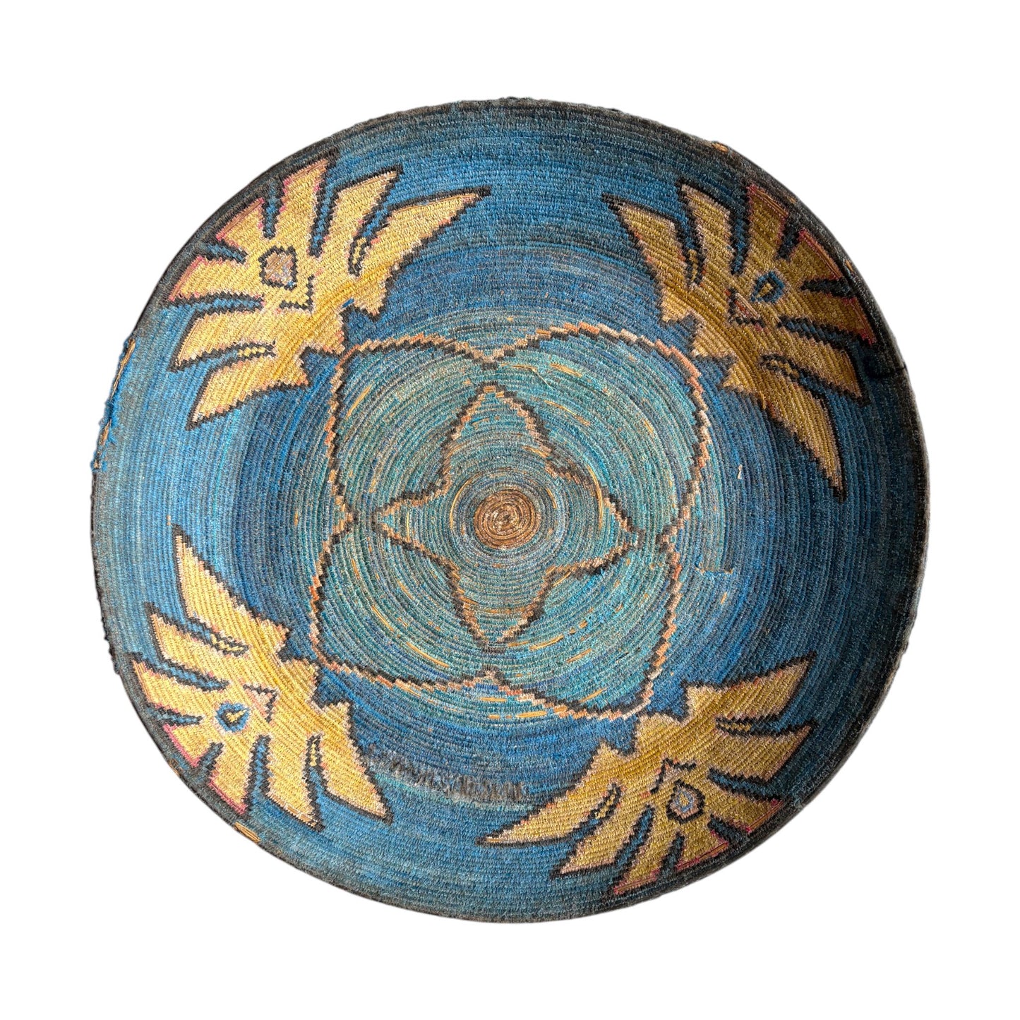 Large blue vintage berber basket