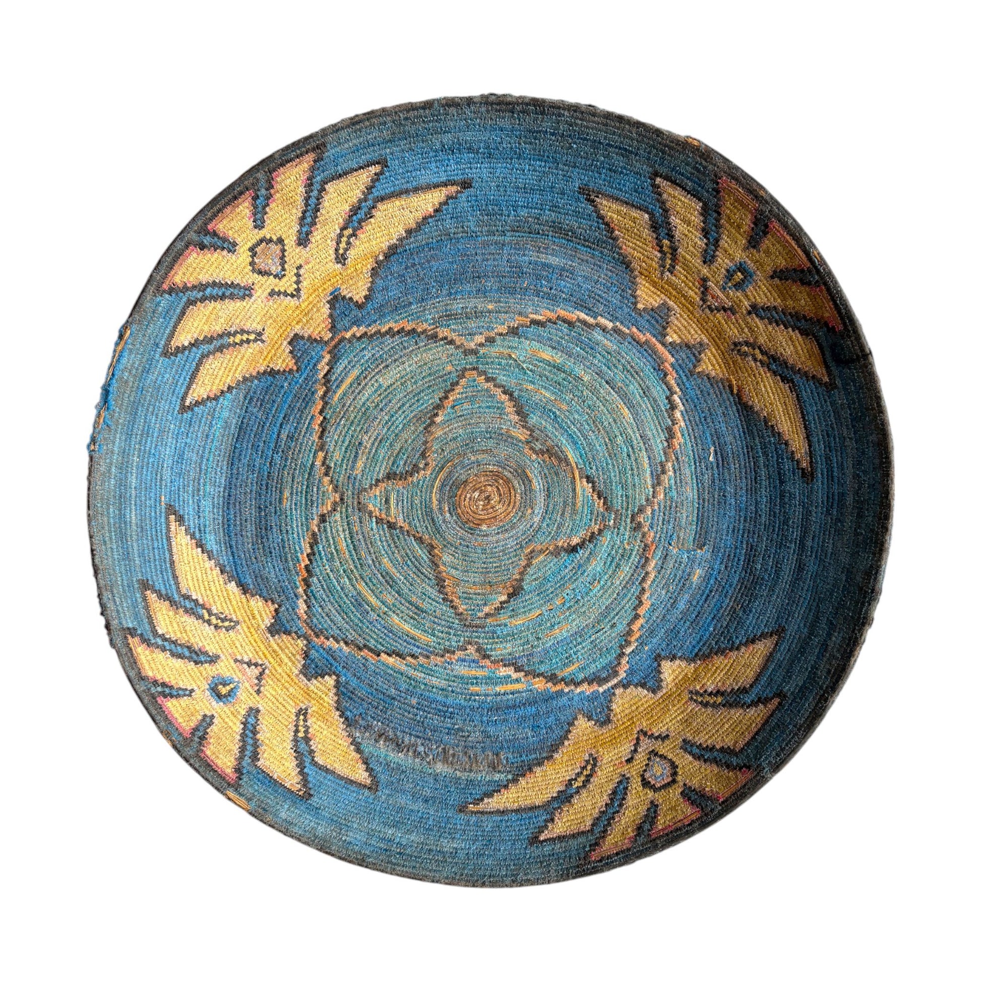 Large blue vintage berber basket