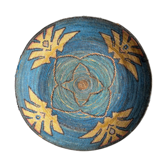 Large blue vintage berber basket