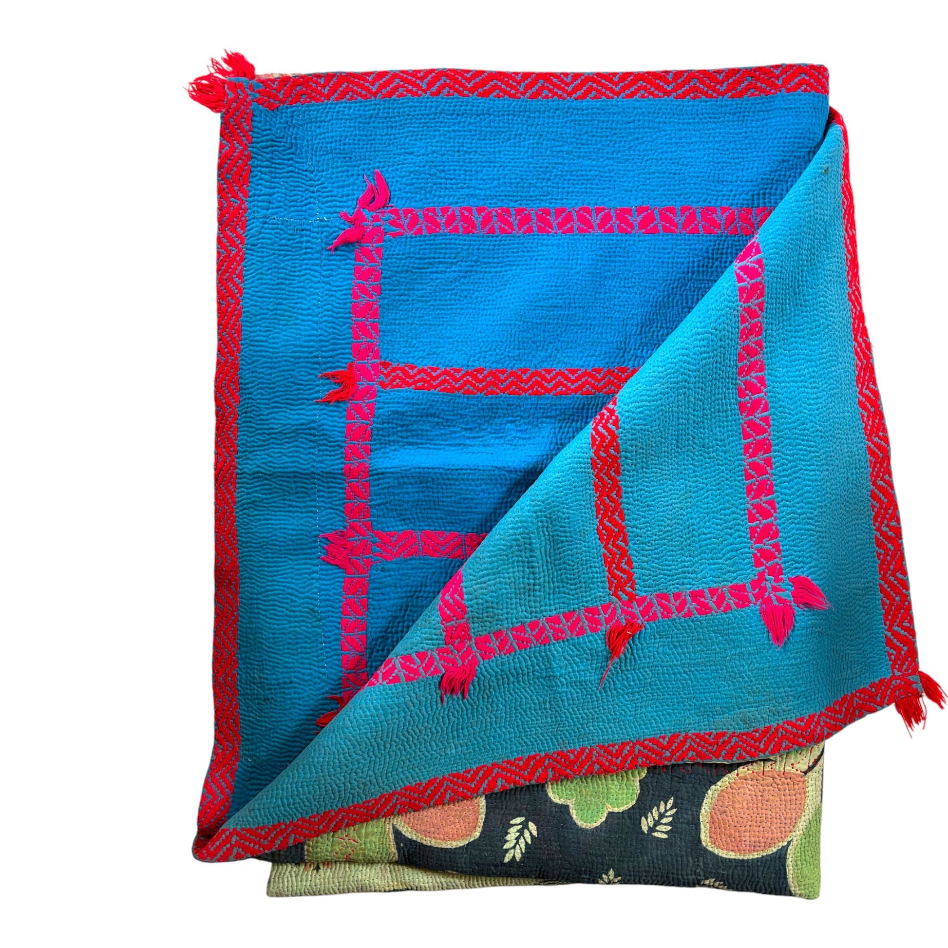 reverse of light green kantha