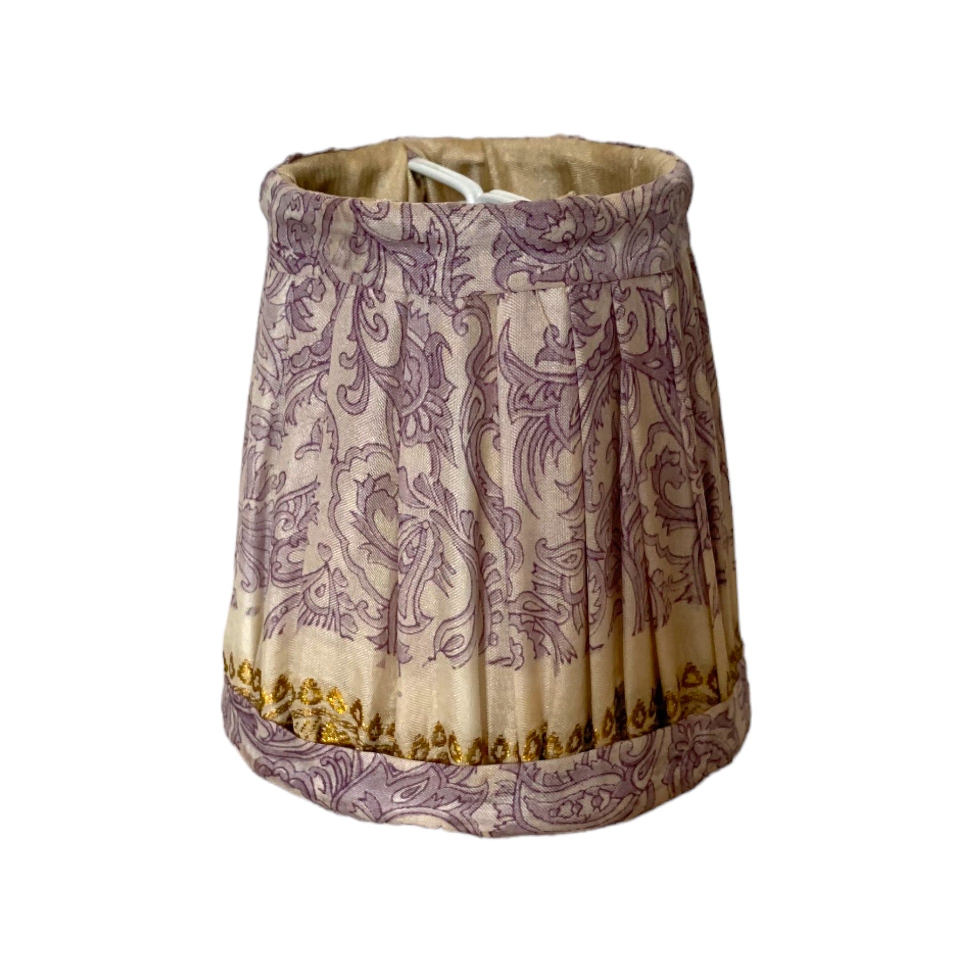 Lilac gold silk lampshade 10cm clip on