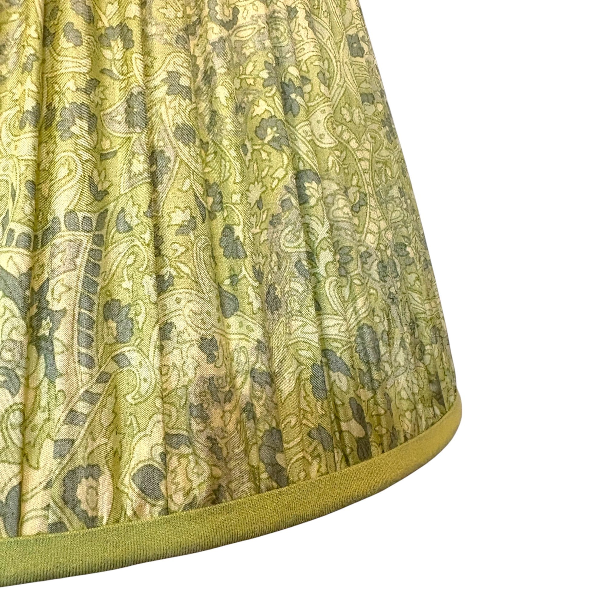 Lime green vintage silk sari lampshade 40cm close up