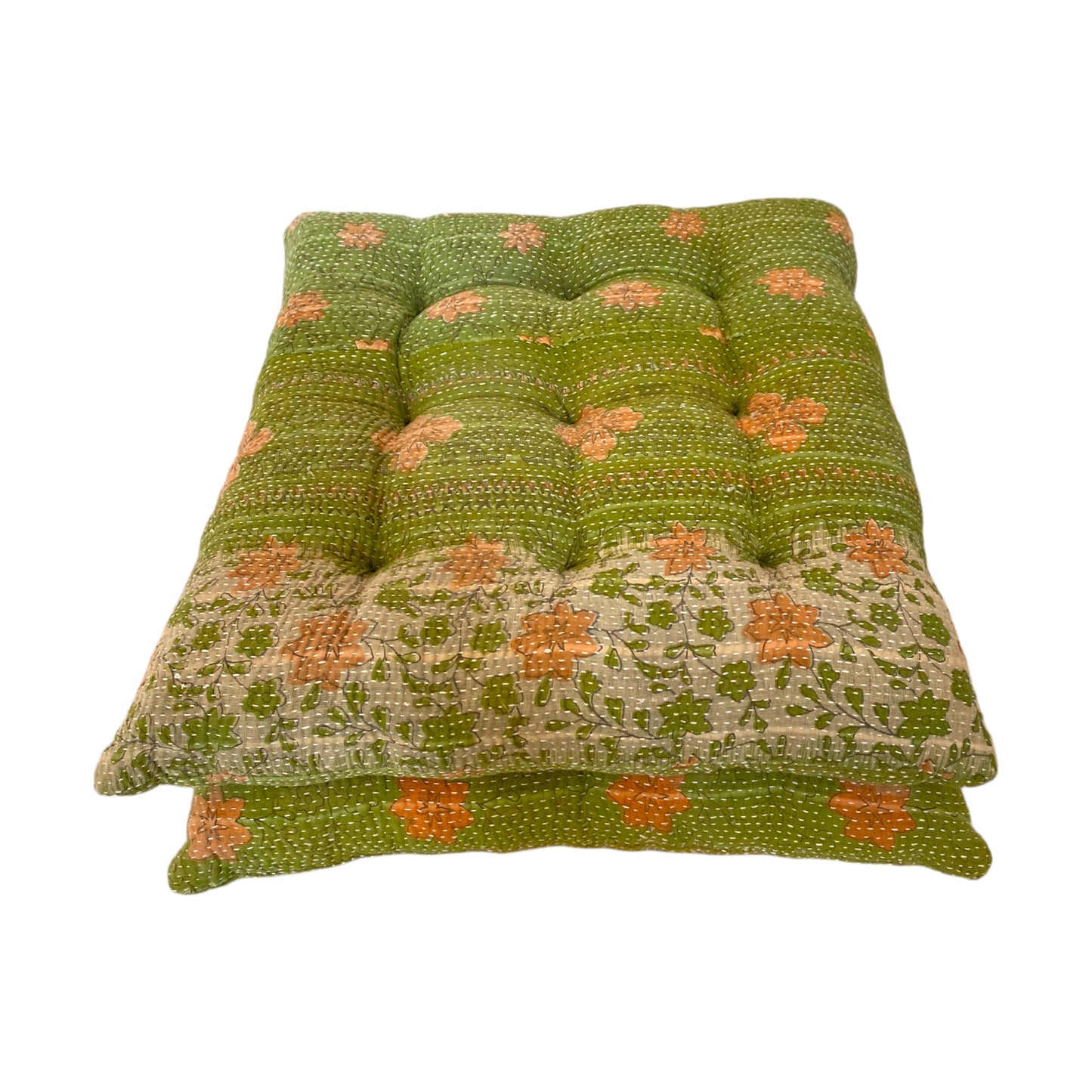 lime green kantha seat cushions 2