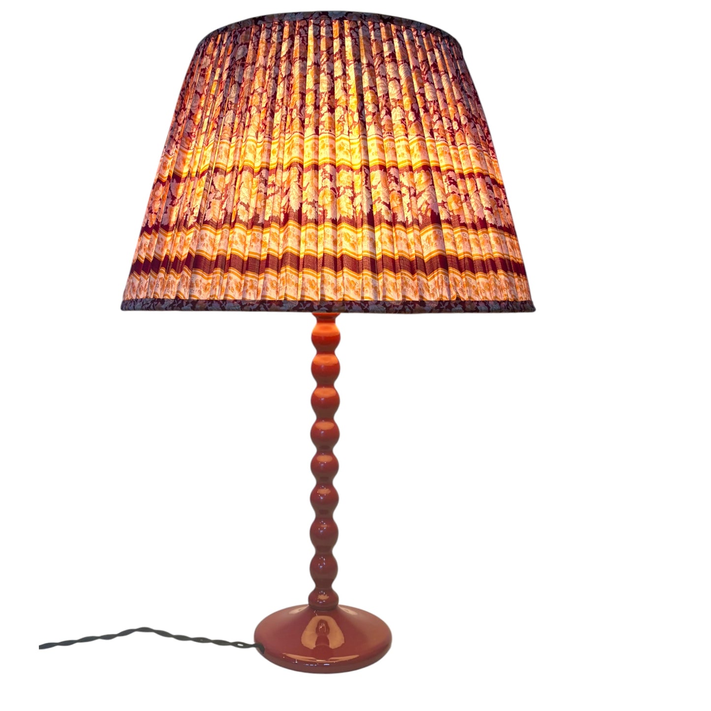 Claret and terracotta vintage silk sari lampshade