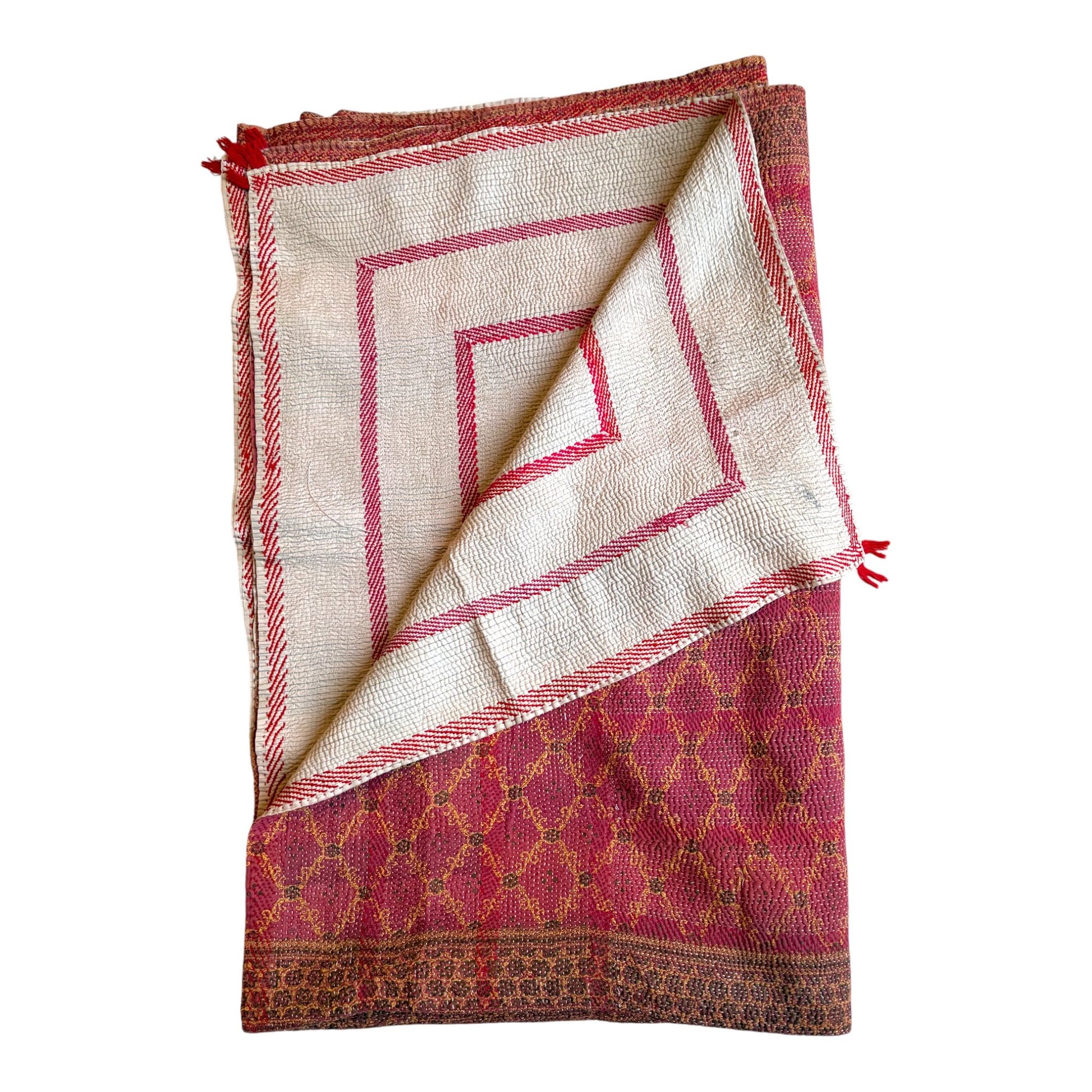 Magenta vintage kantha quilt