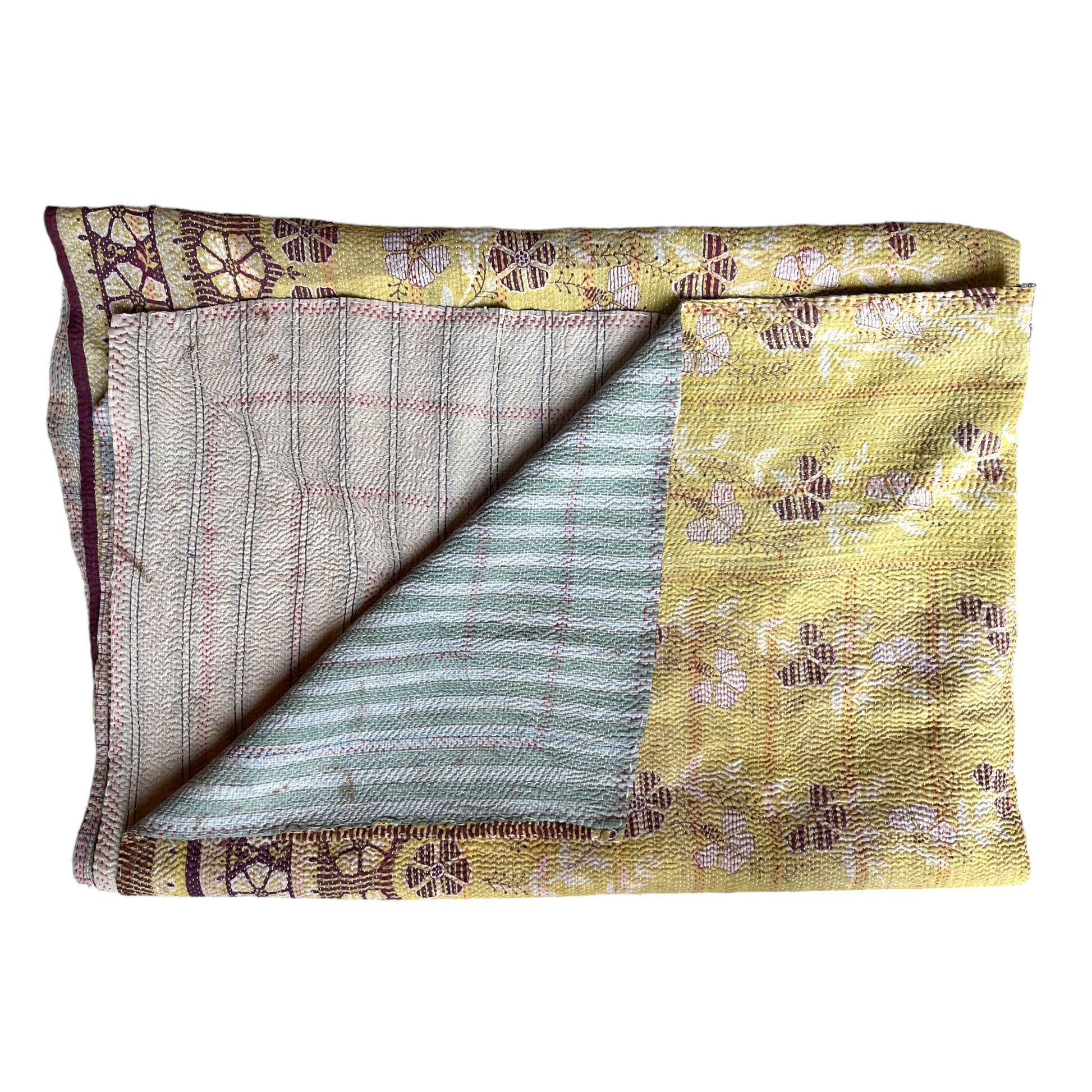 Magenta and yellow Kantha quilt – Samarkand Design1