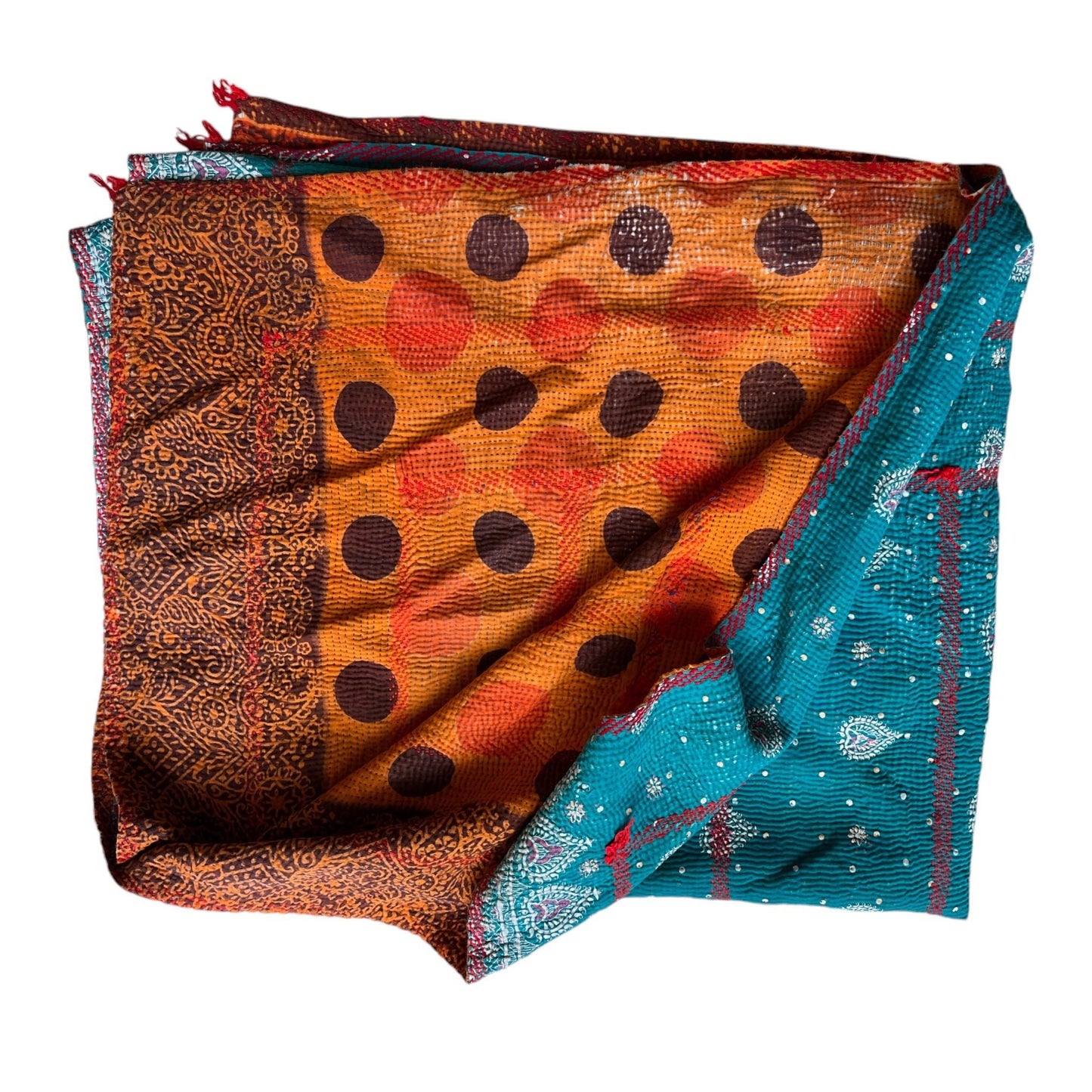 Malachite kantha with orange