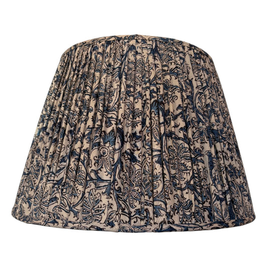 Marine blue kalamkari cotton lampshade