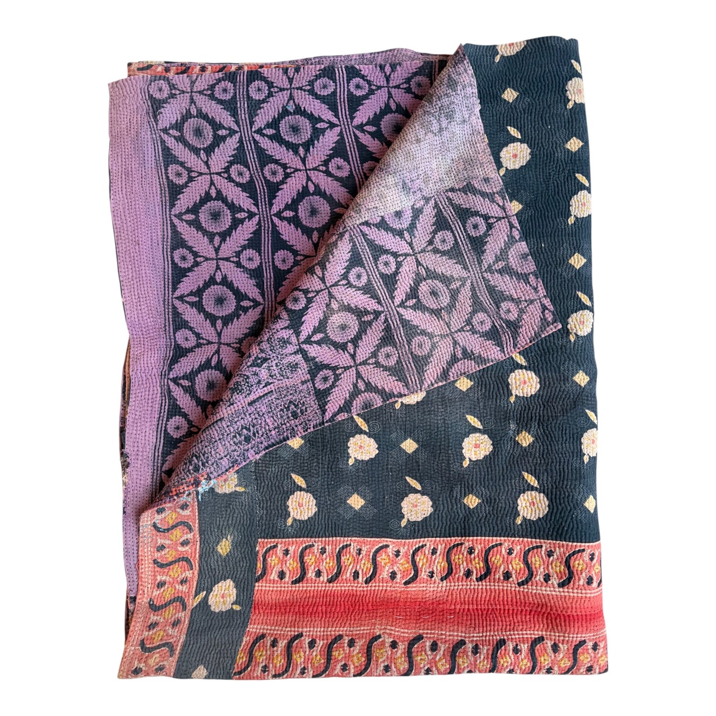 Marine blue kantha quilt