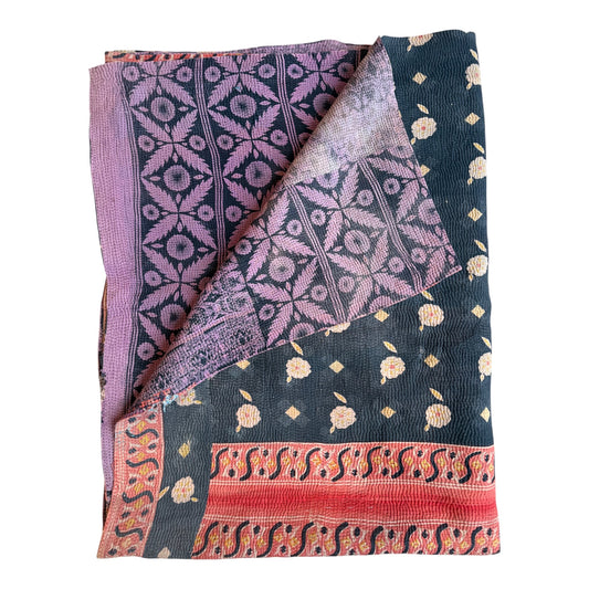 Marine blue kantha quilt