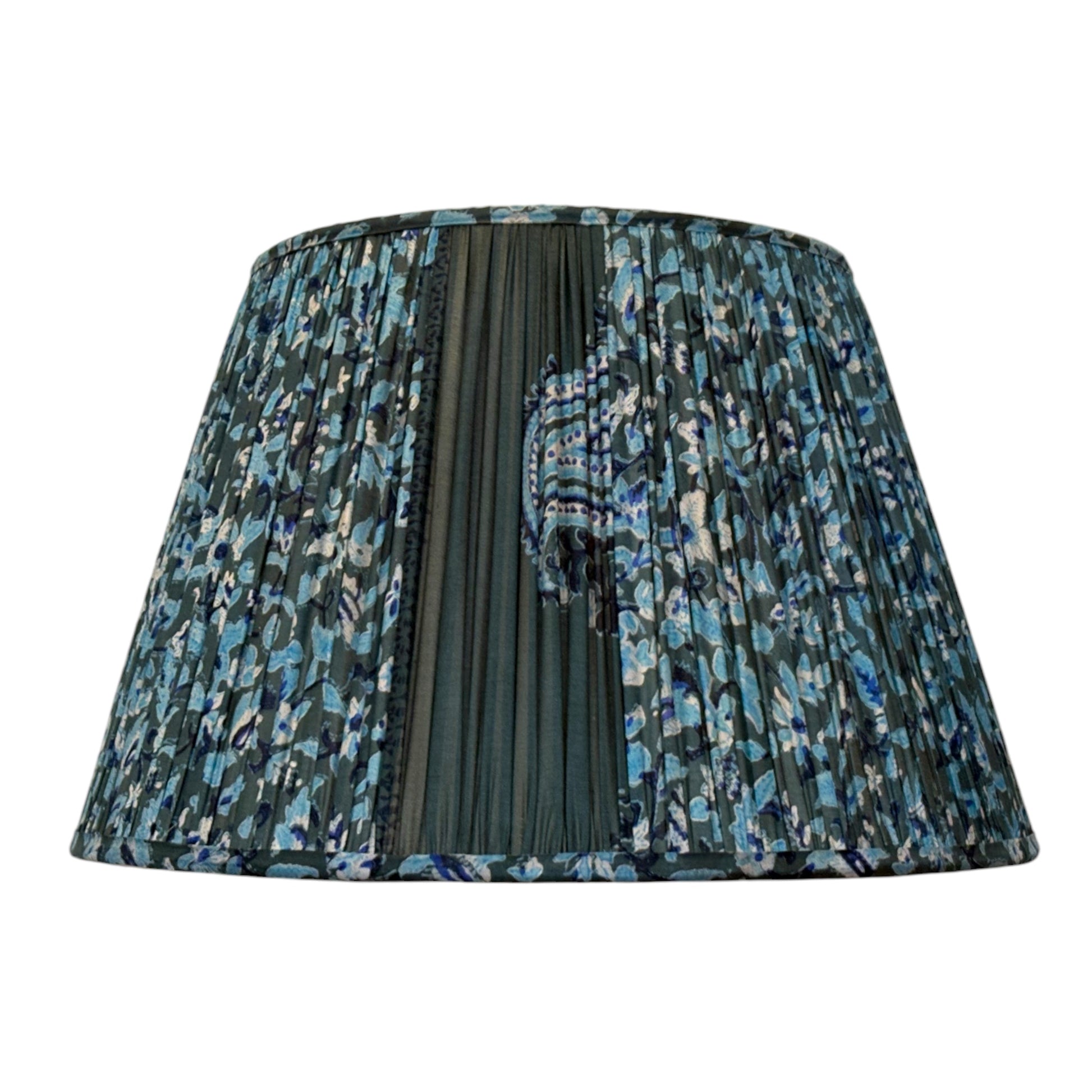 Marine blues silk sari lampshade