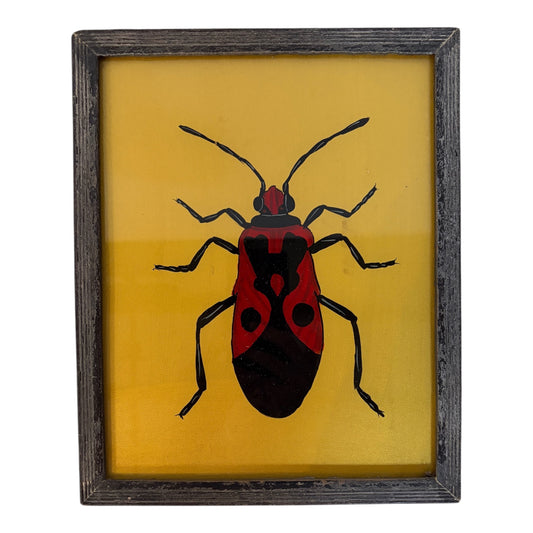 Medium Red Beetle Glass Painting