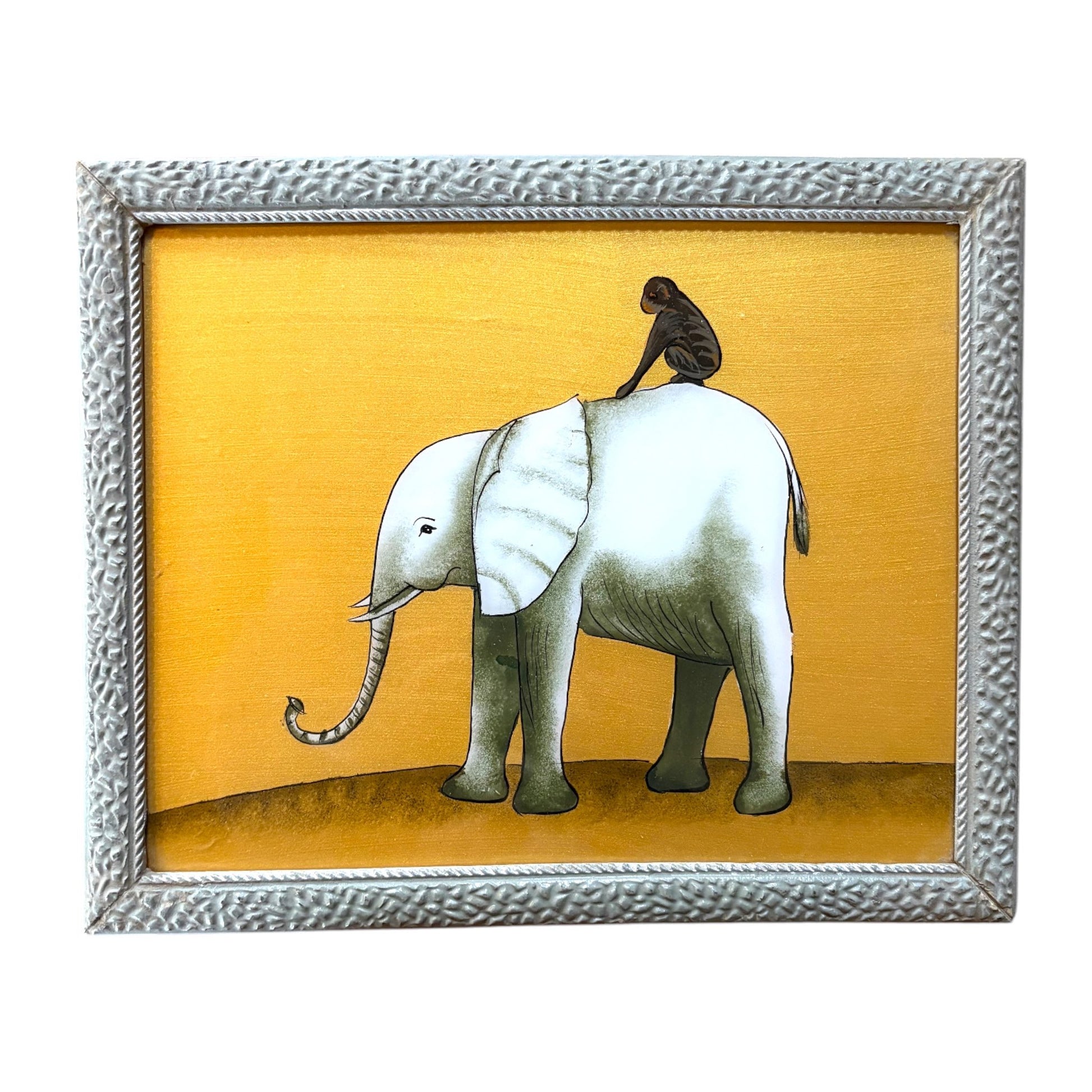 Medium gold elephant glass painting