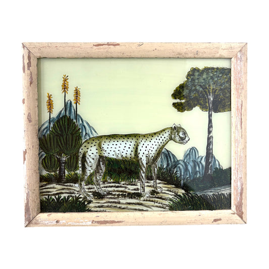 Medium leopard glass painting