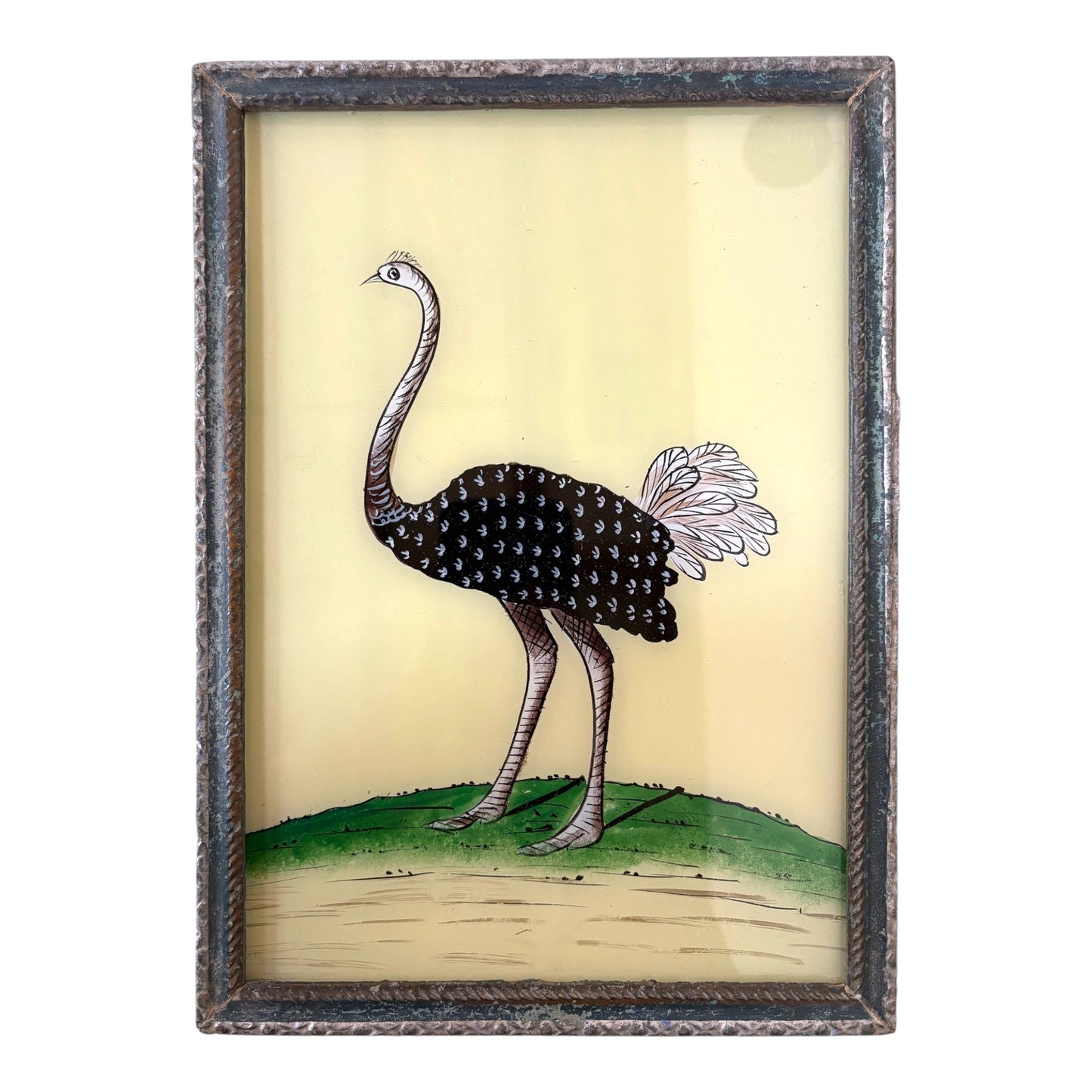 Medium ostrich glass painting