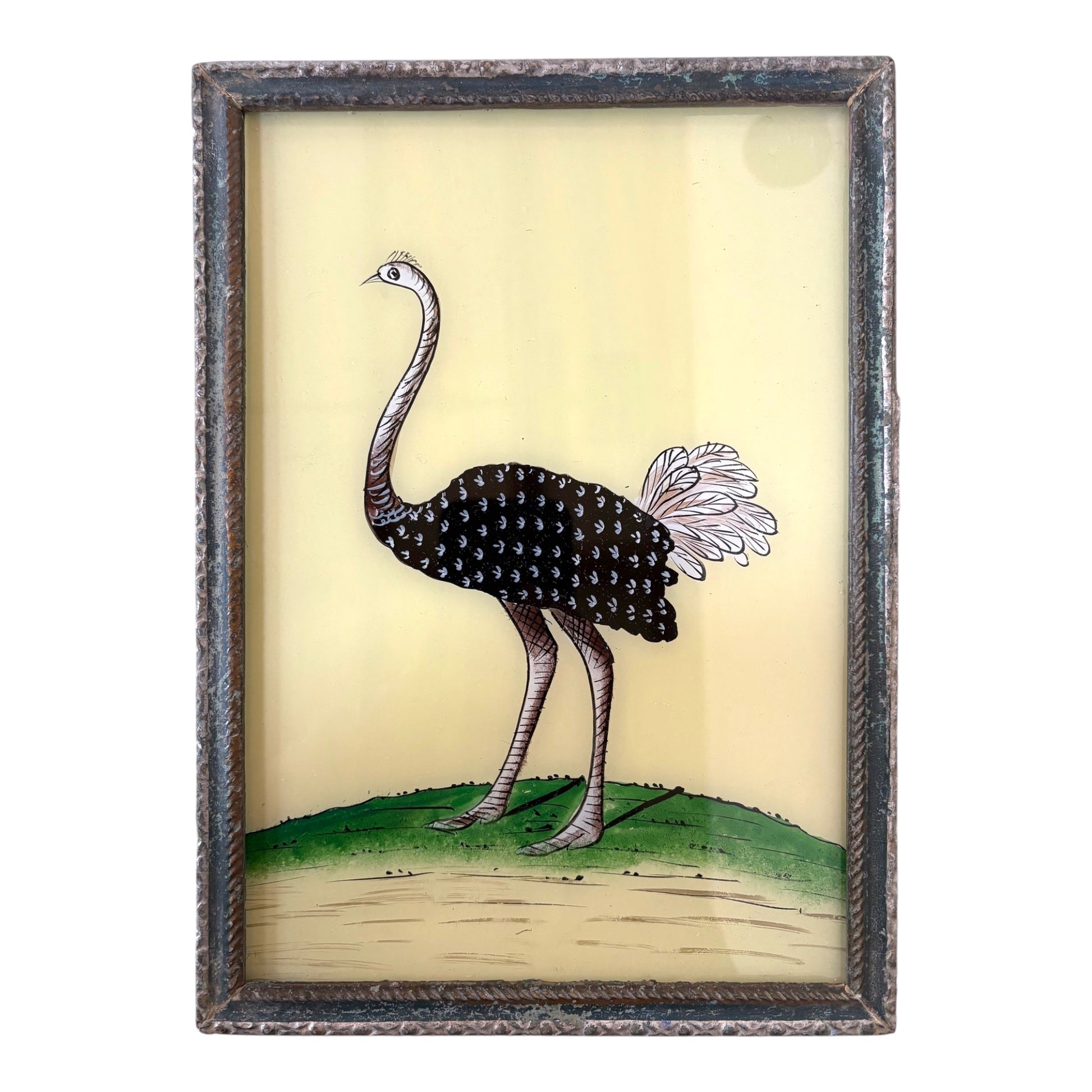 Medium ostrich glass painting