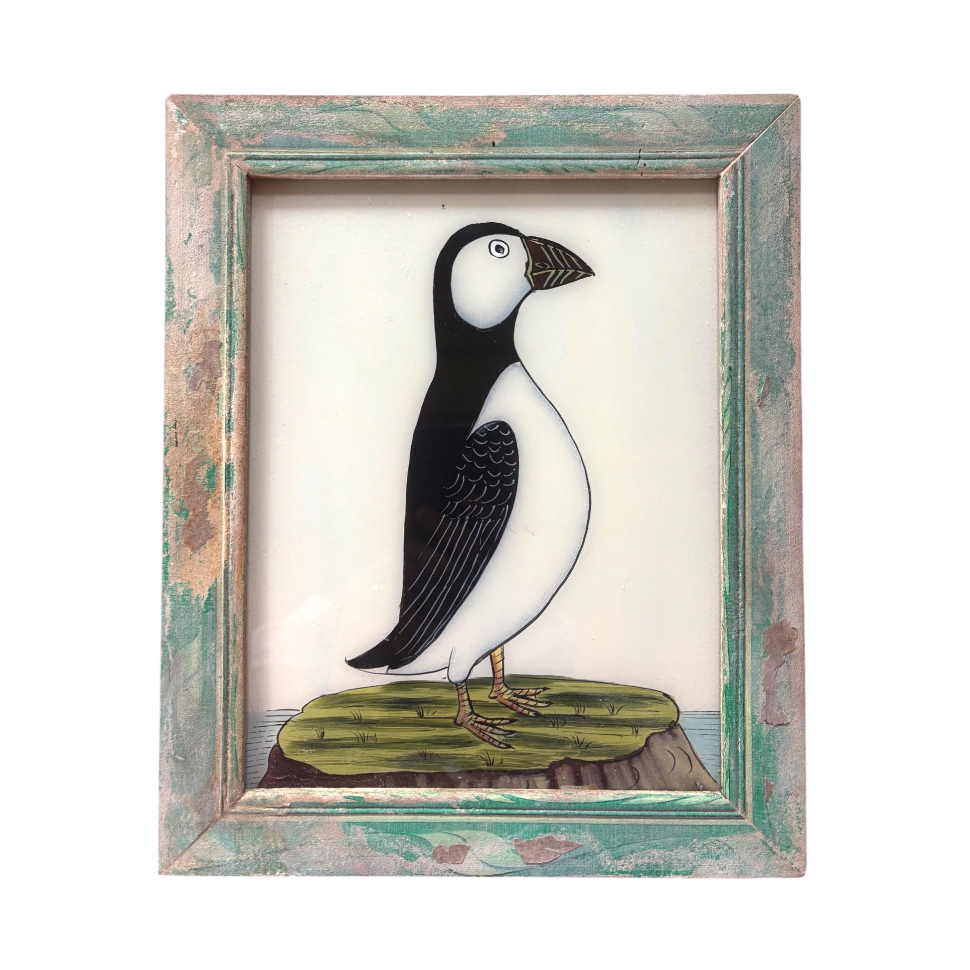 Medium puffin glass painting
