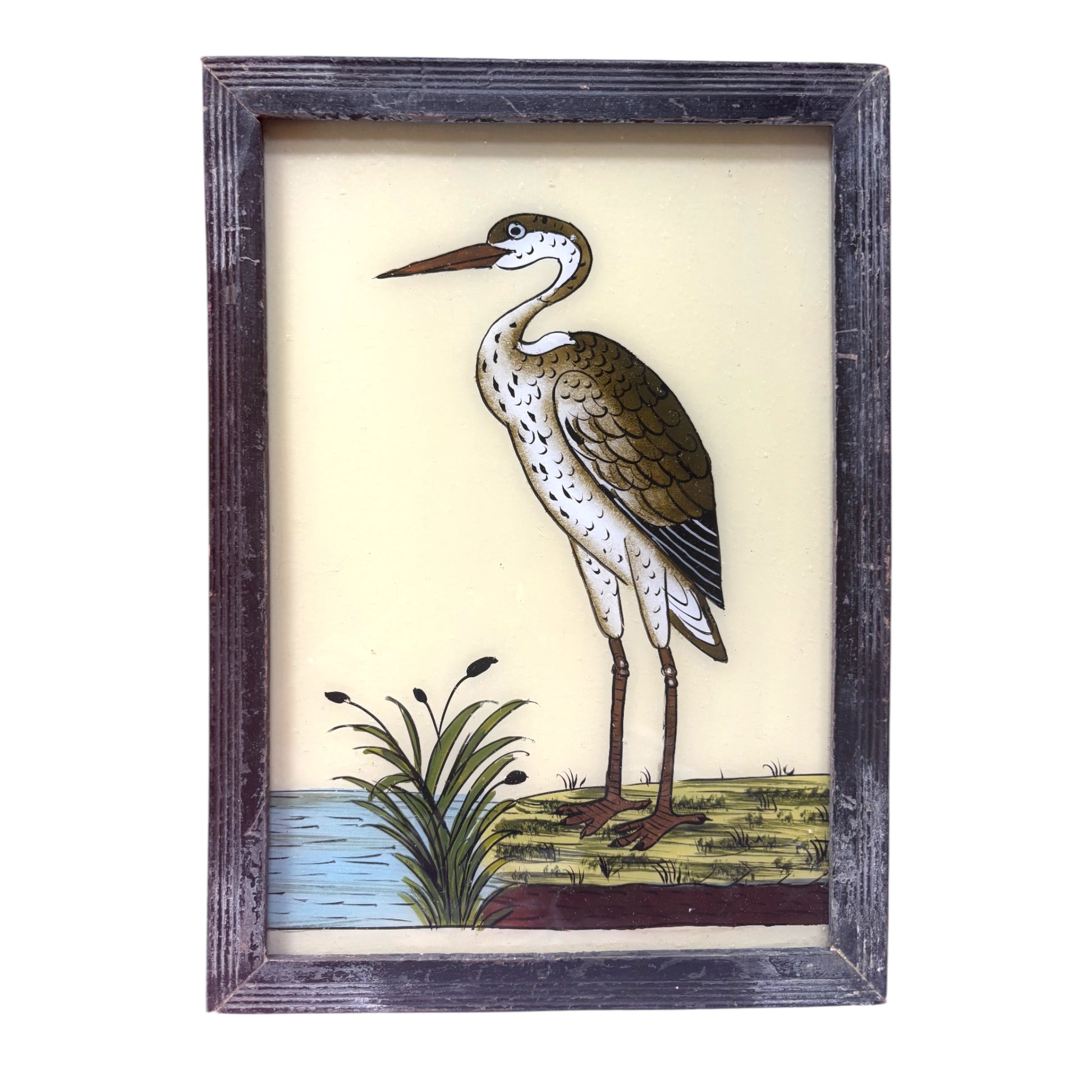 Medium stork glass painting