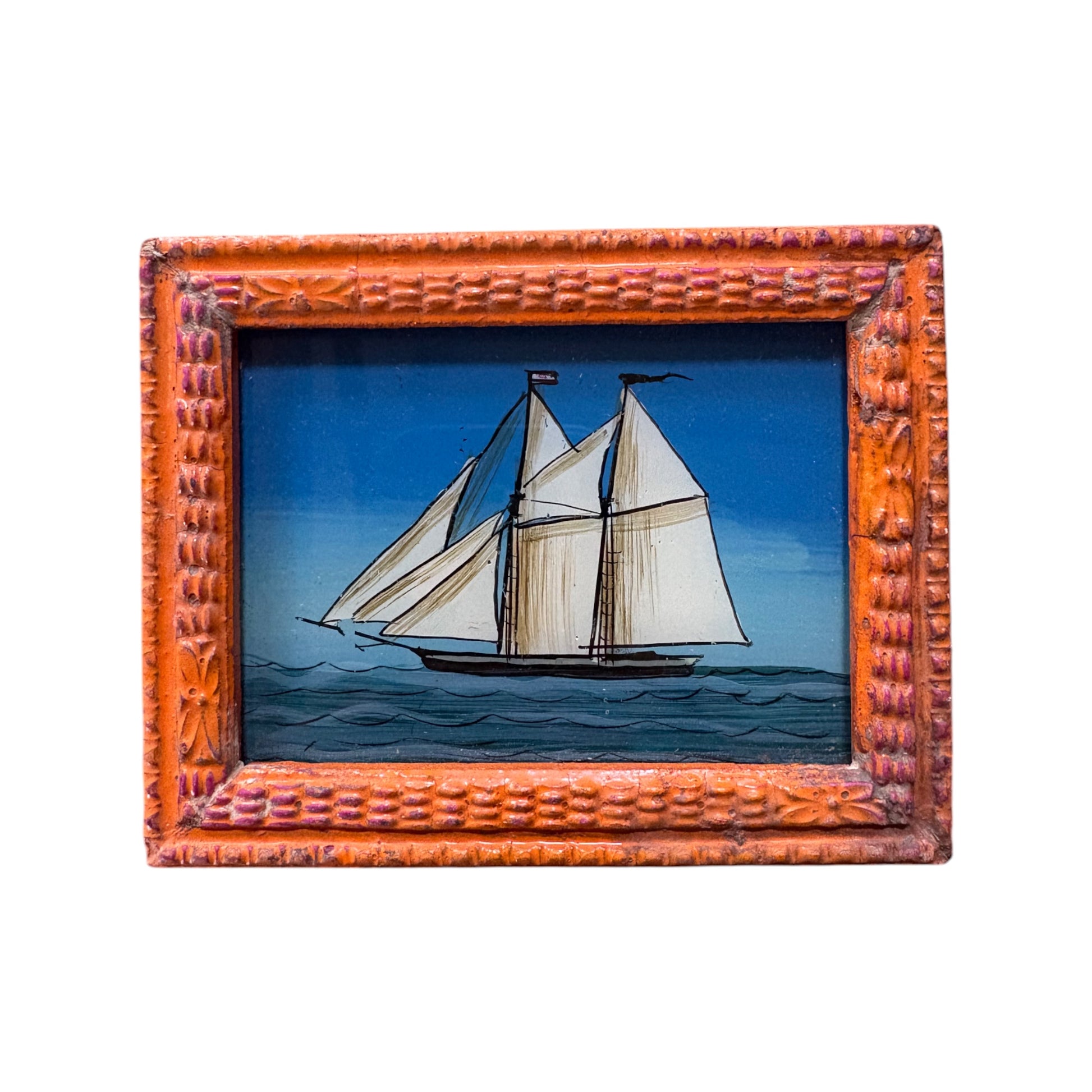 Mini boat glass painting