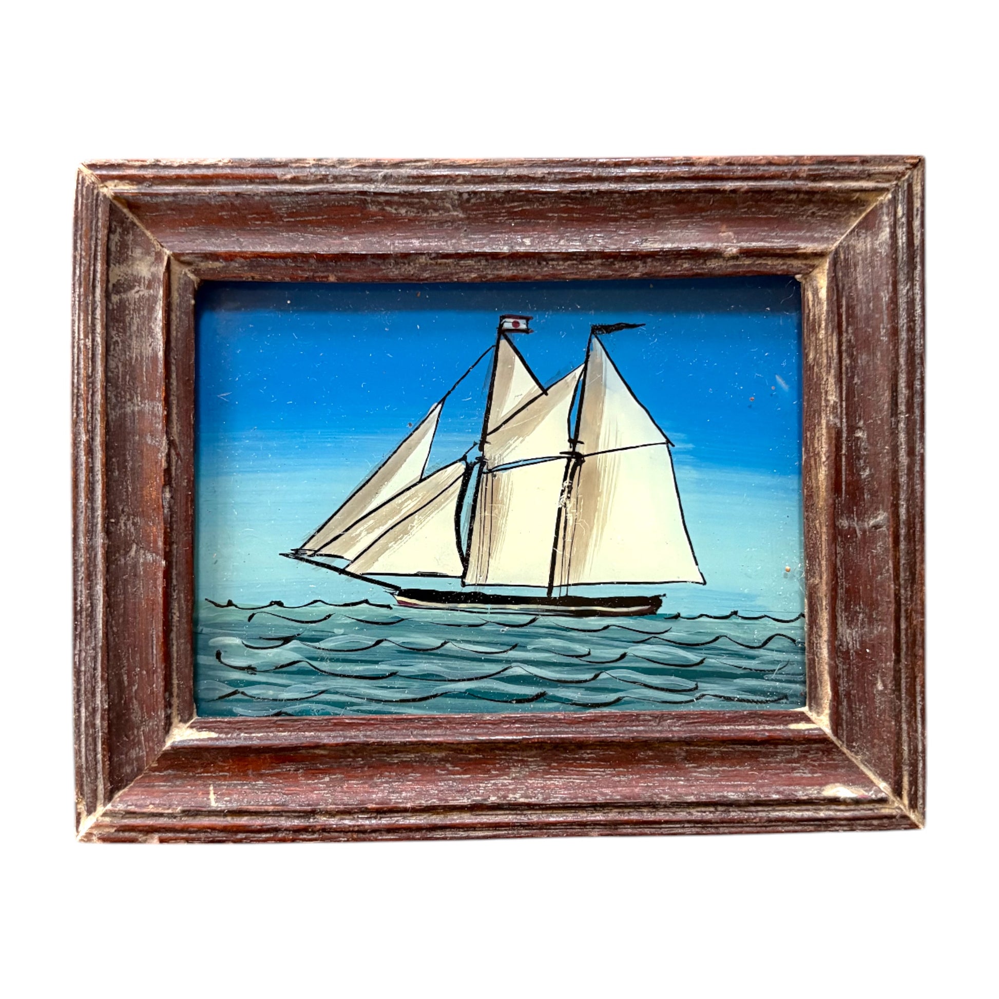 mini boat glass painting