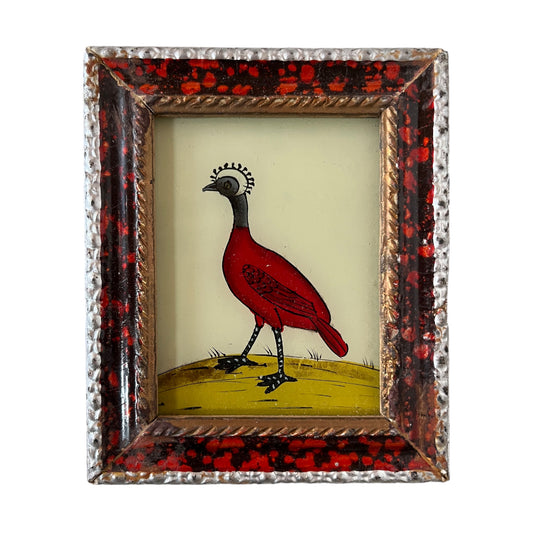 Mini crested bird glass painting
