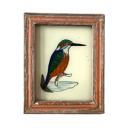 Mini kingfisher glass painting