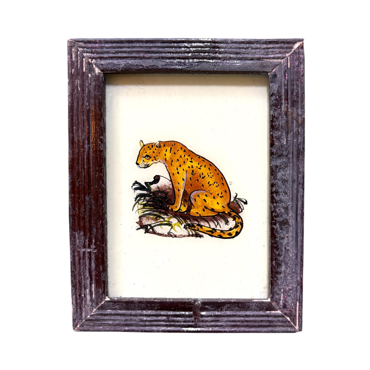 Mini leopard glass painting