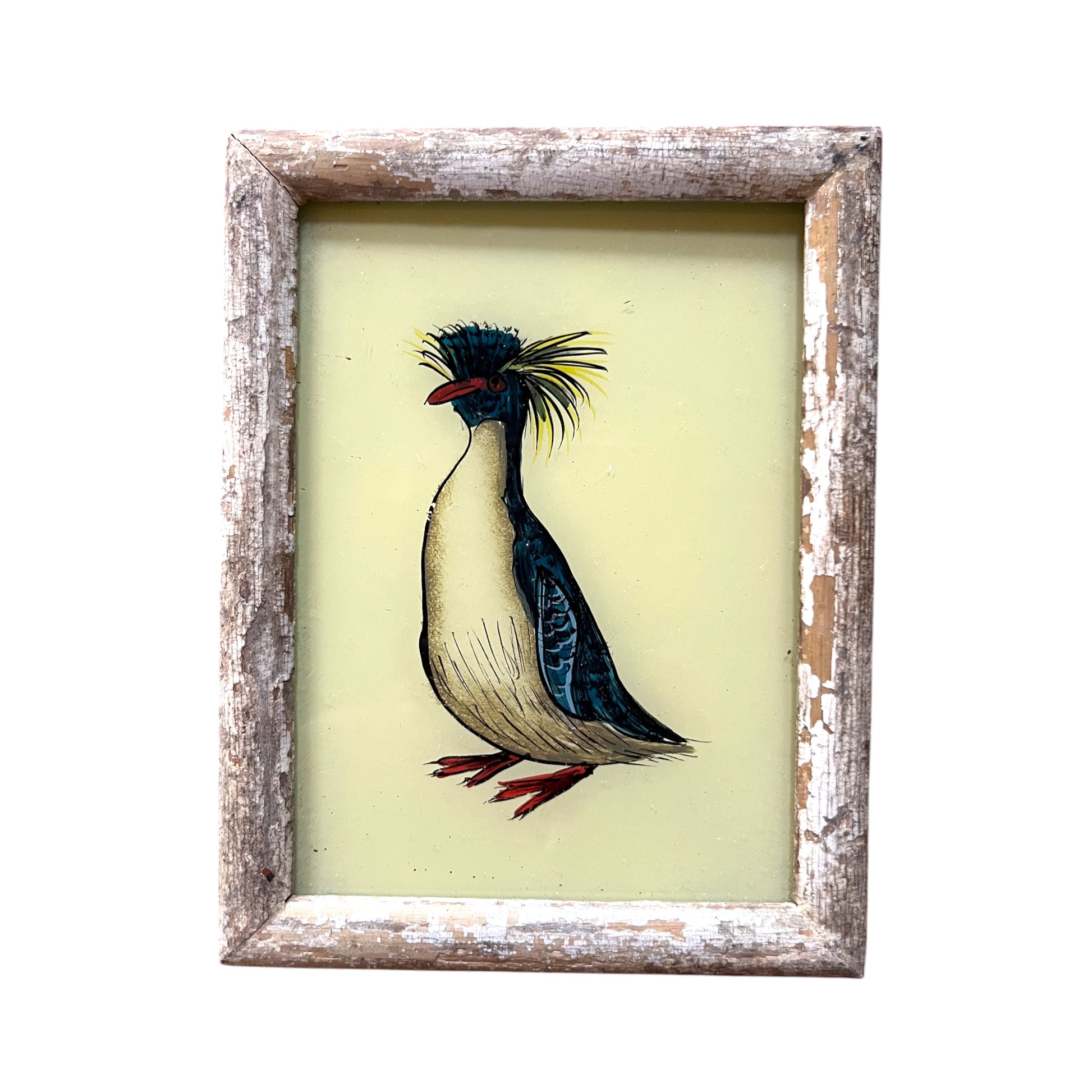 Mini rockhopper penguin glass painting