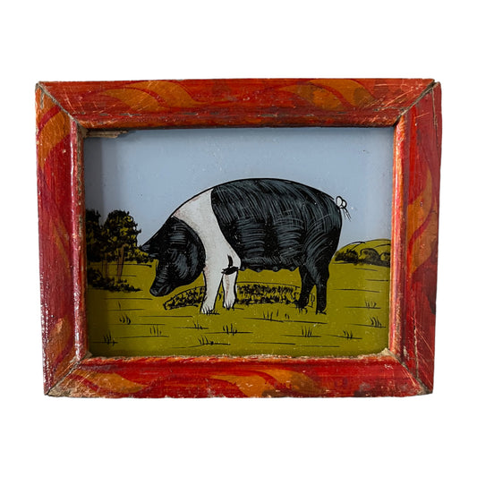 Mini pig glass painting