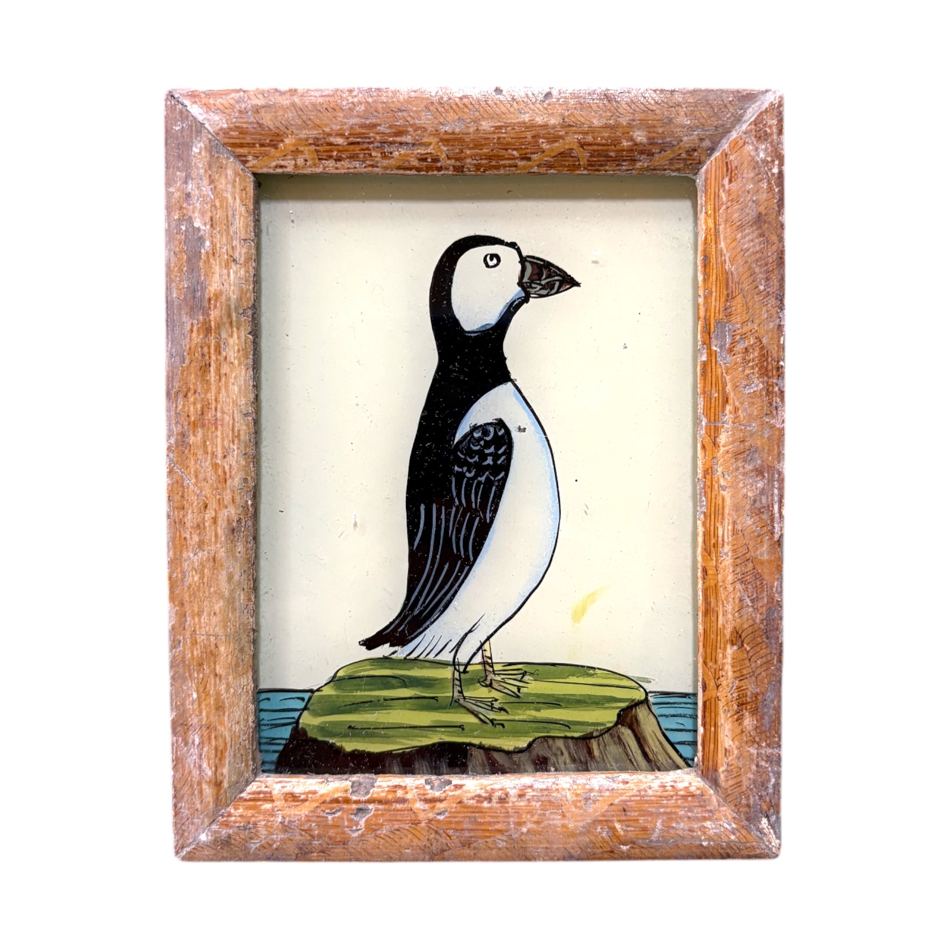 Mini puffin glass painting