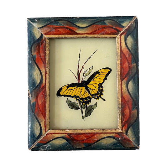 Mini yellow butterfly glass painting