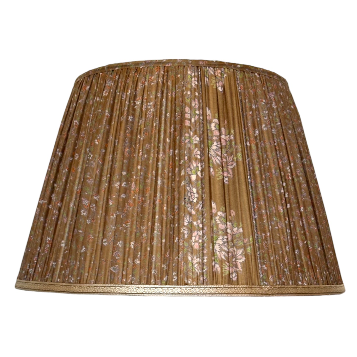 Mocha and pewter silk sari lampshade with panel