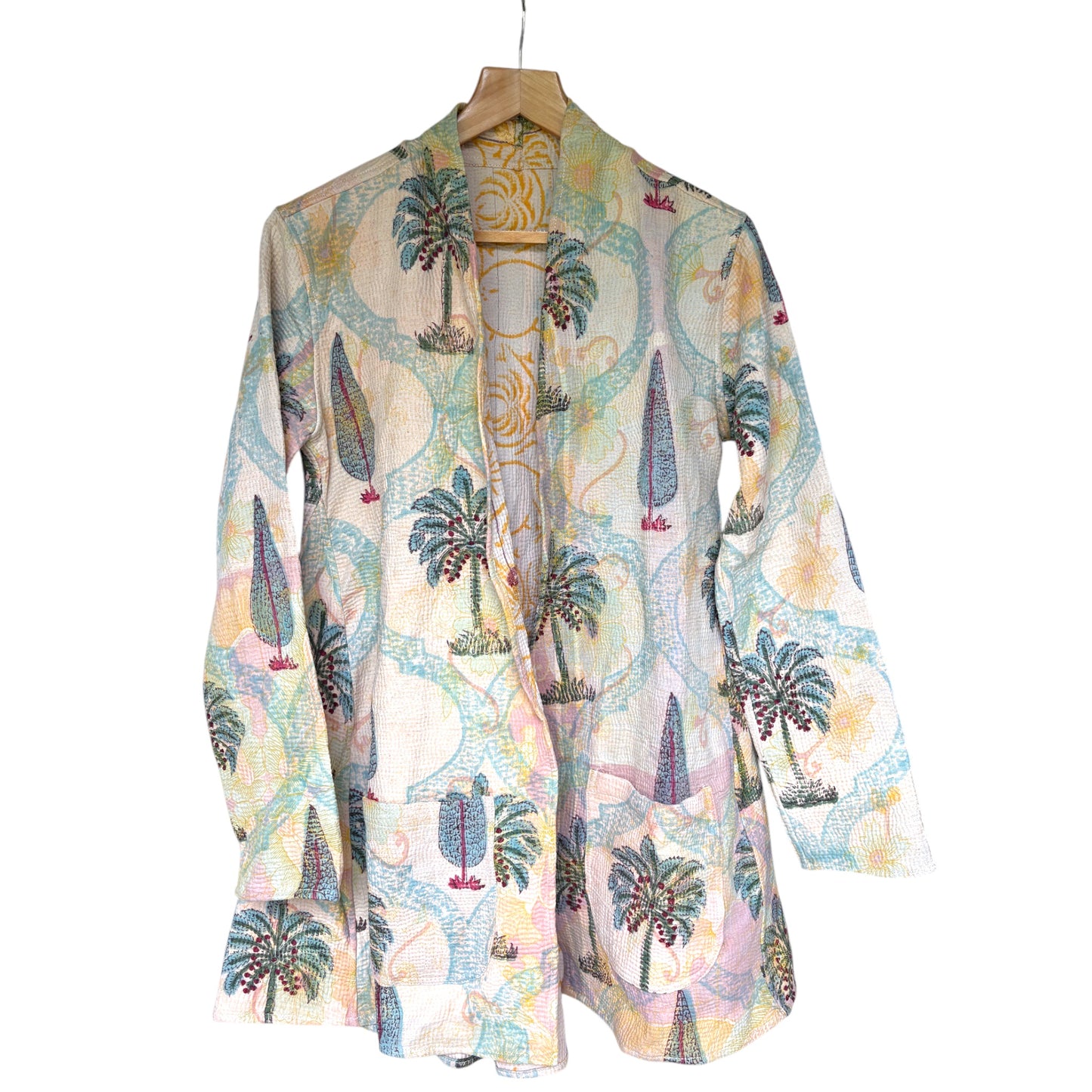 Pastels Moghul long kantha coat
