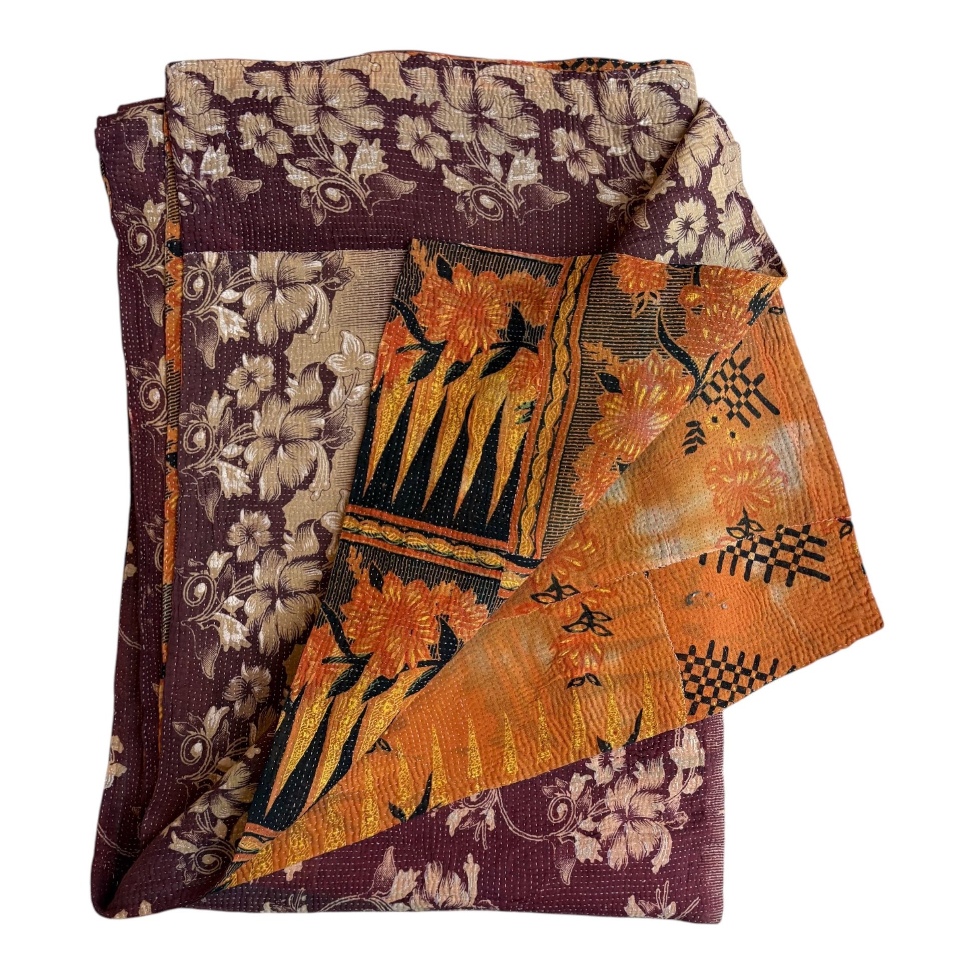 Mulberry kantha quilt